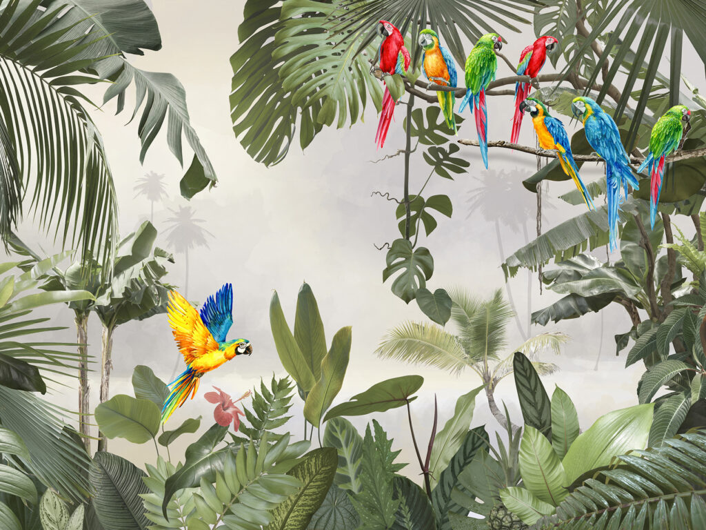 Araras na selva clara — design completo