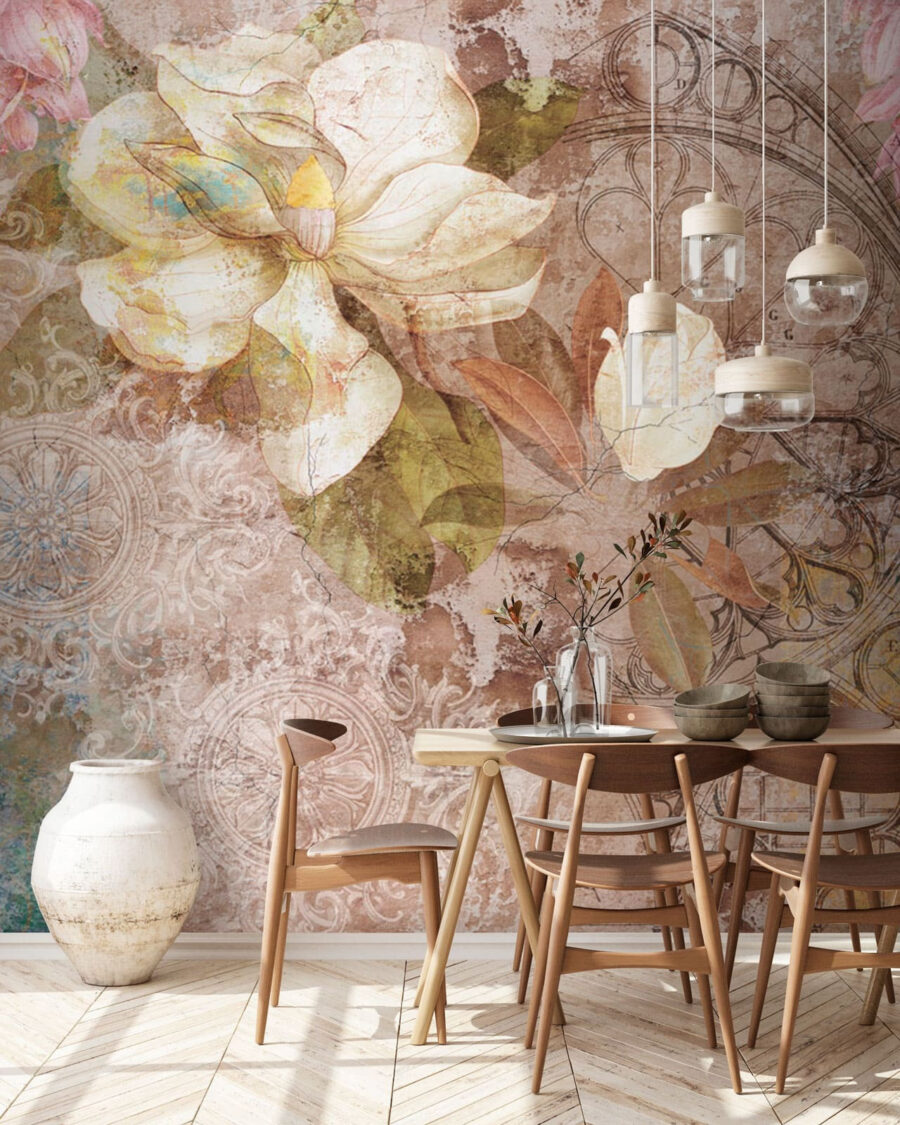 Flores sobre ornamento antigo — interior 1