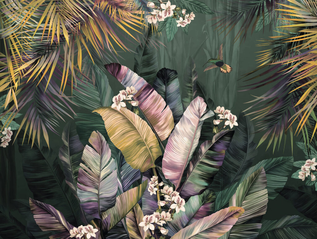Palmas com flores claras — design completo
