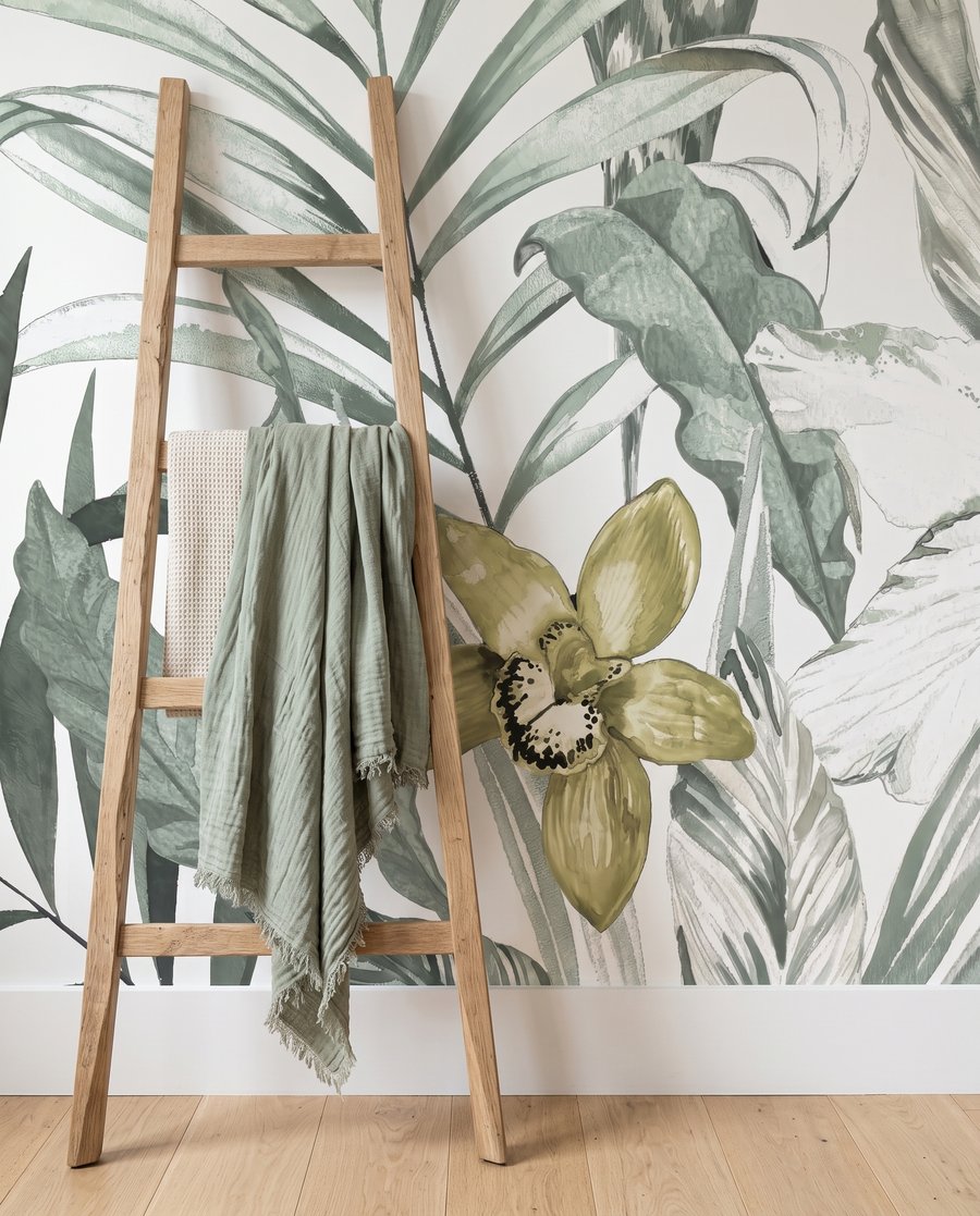 Folhas tropicais em linhas — detalhe
