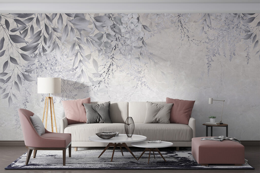 Folhas brancas sobre cinzento — interior 3