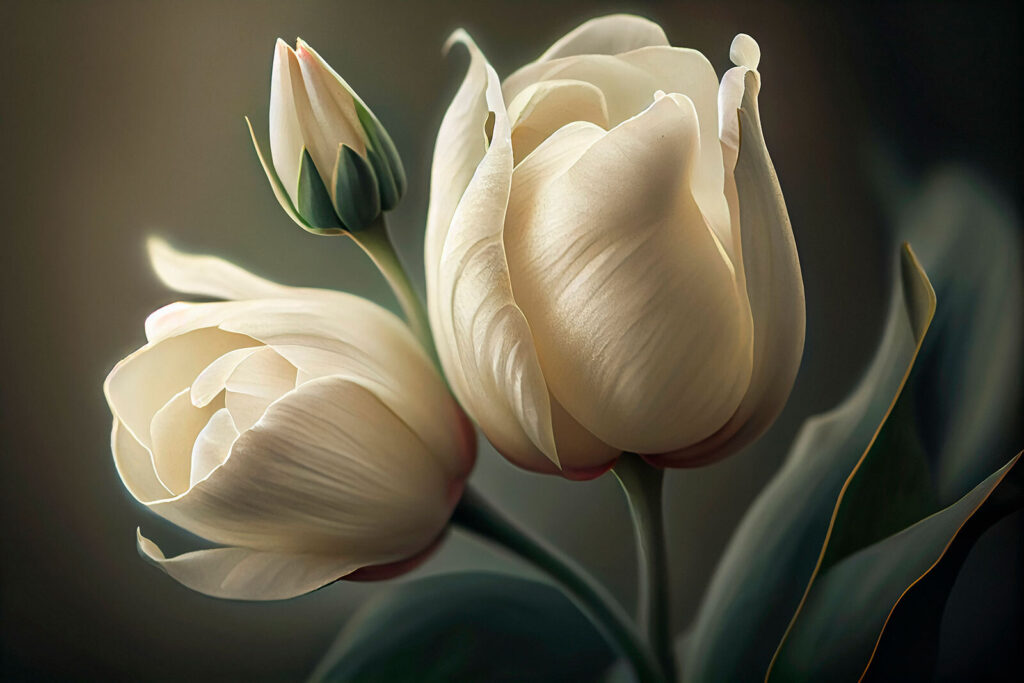 Tulipas creme na sombra — design completo