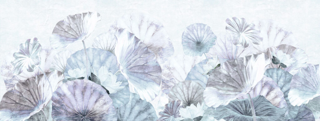 Folhas azuis em aguarela — design completo