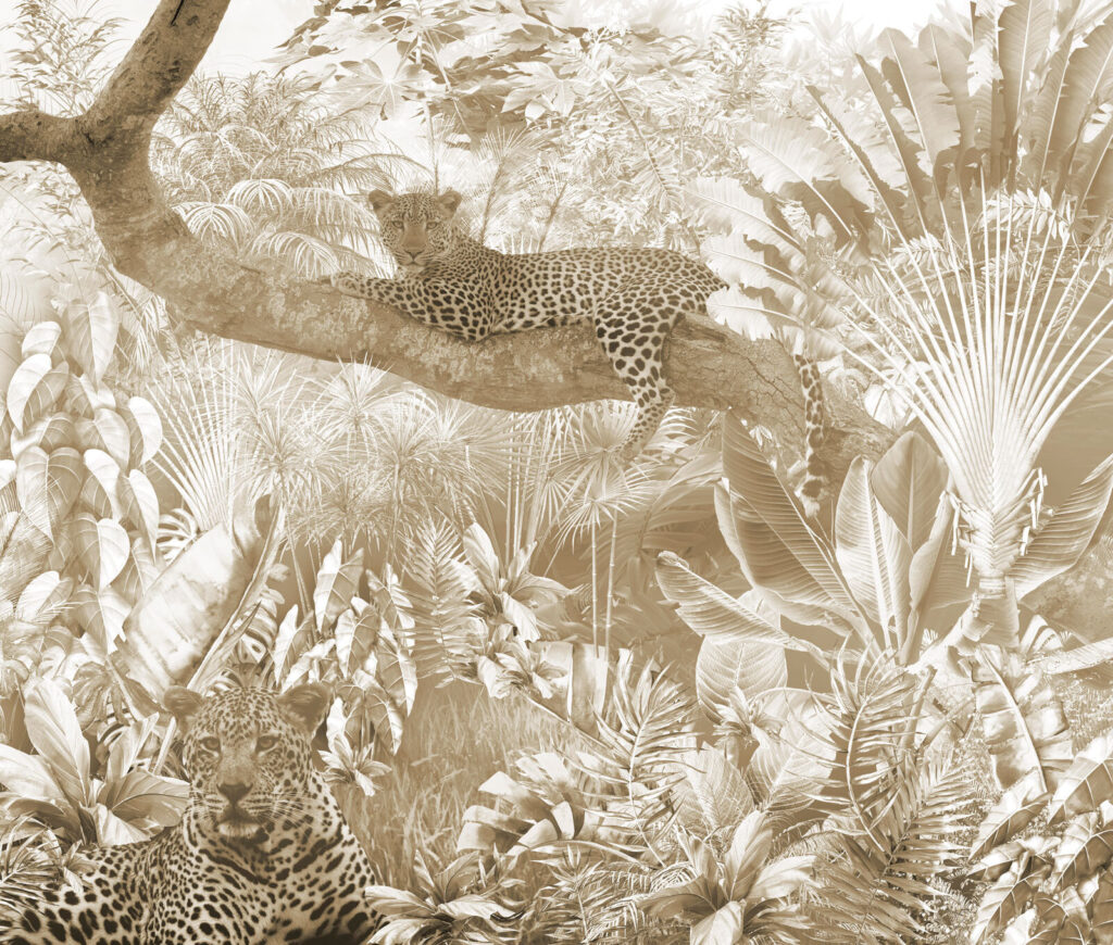 Leopardo em tons terrosos — design completo