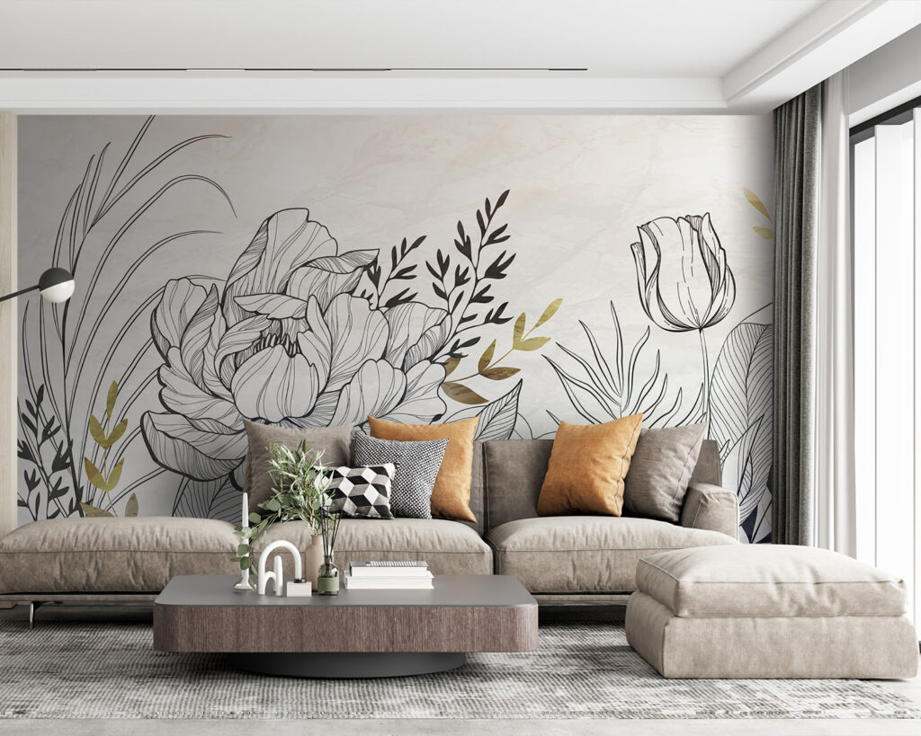 Flores desenhadas em dourado — interior 4