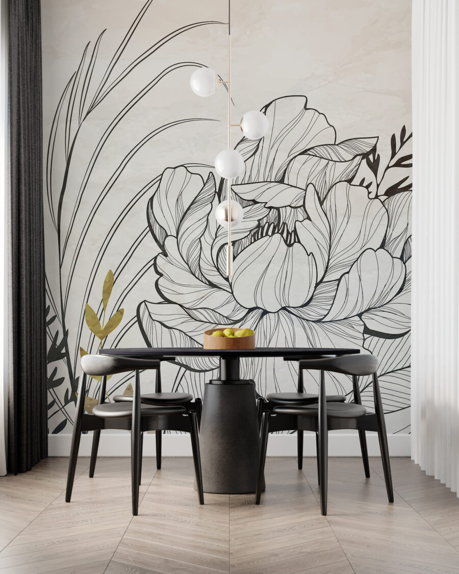 Flores desenhadas em dourado — interior 5
