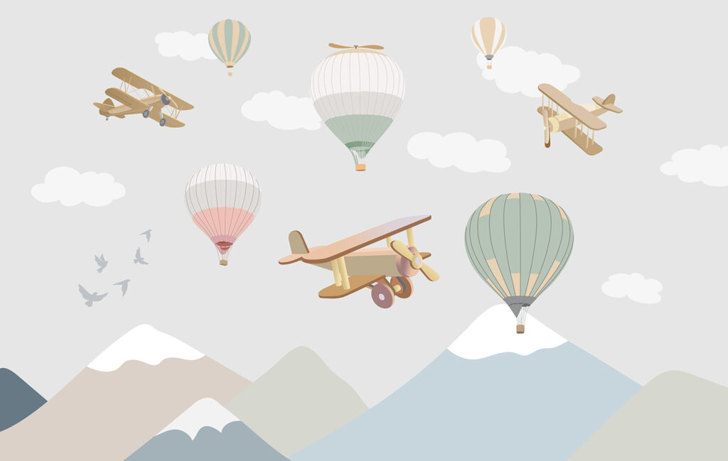 Viagens sobre montanhas pastel — design completo
