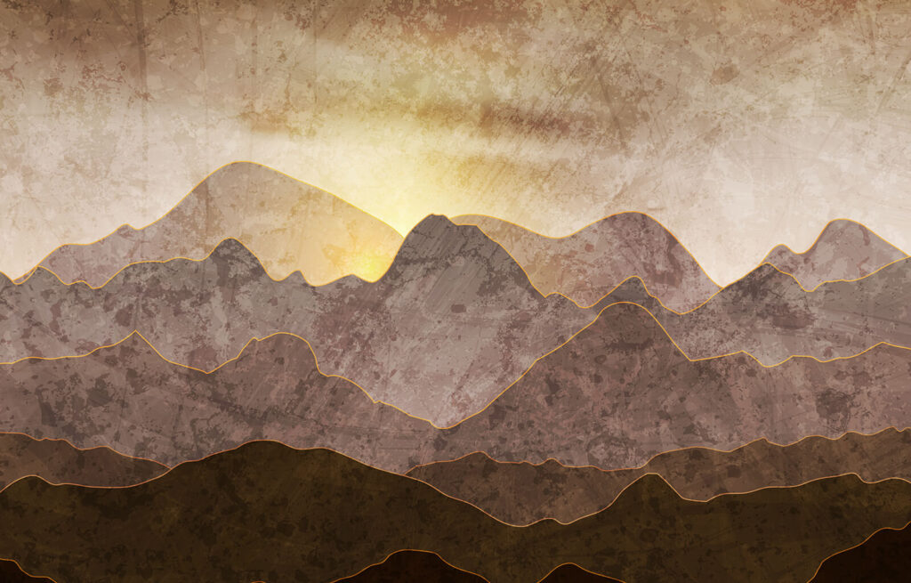Sol atrás das montanhas — design completo