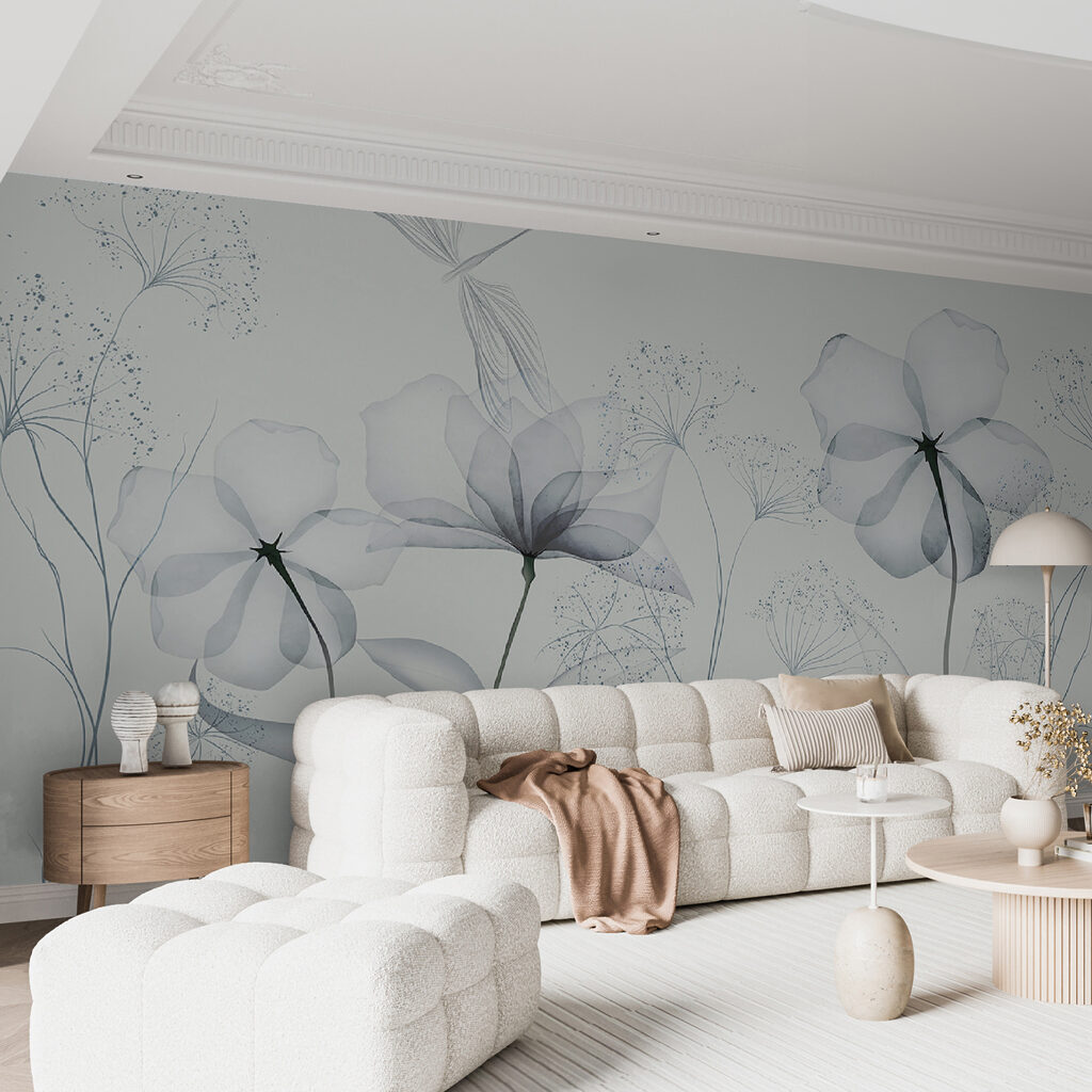 Flores transparentes em azul-acinzentado — interior 7