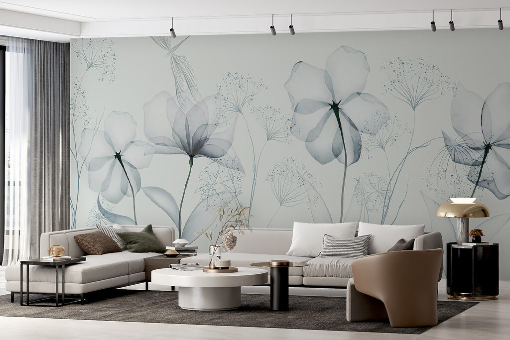 Flores transparentes em azul-acinzentado — interior 8