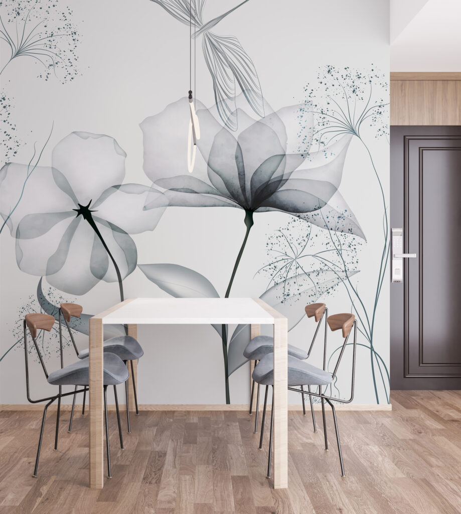 Flores transparentes em azul-acinzentado — interior 6