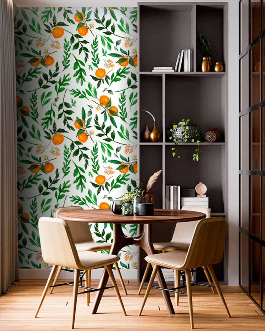 Laranjas entre folhas — interior 3