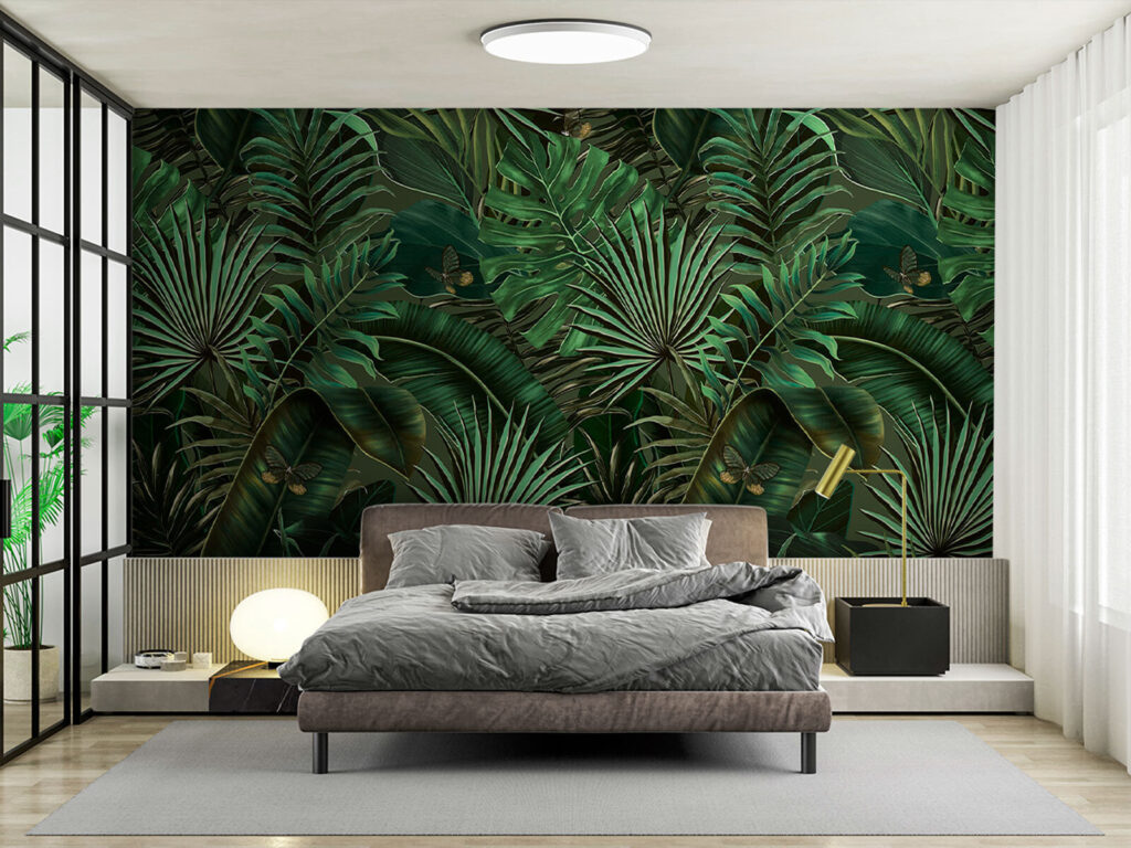 Folhas verdes sobre preto — interior 1