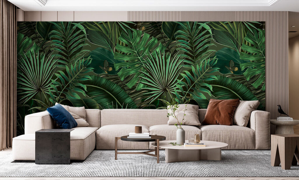 Folhas verdes sobre preto — interior 3