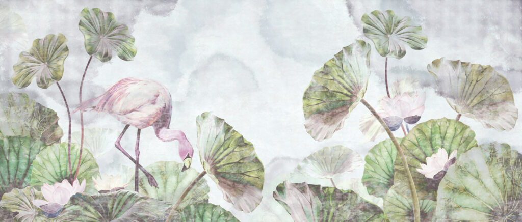 Lótus e flamingo — design completo