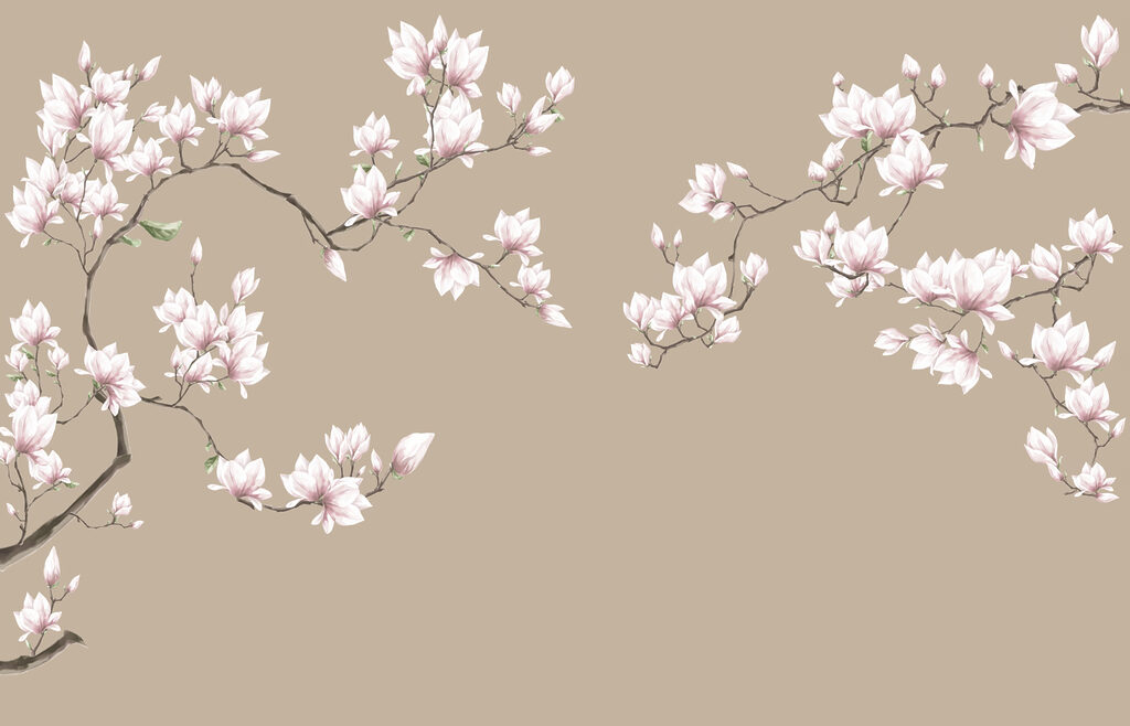 Ramos de magnólia rosa — design completo