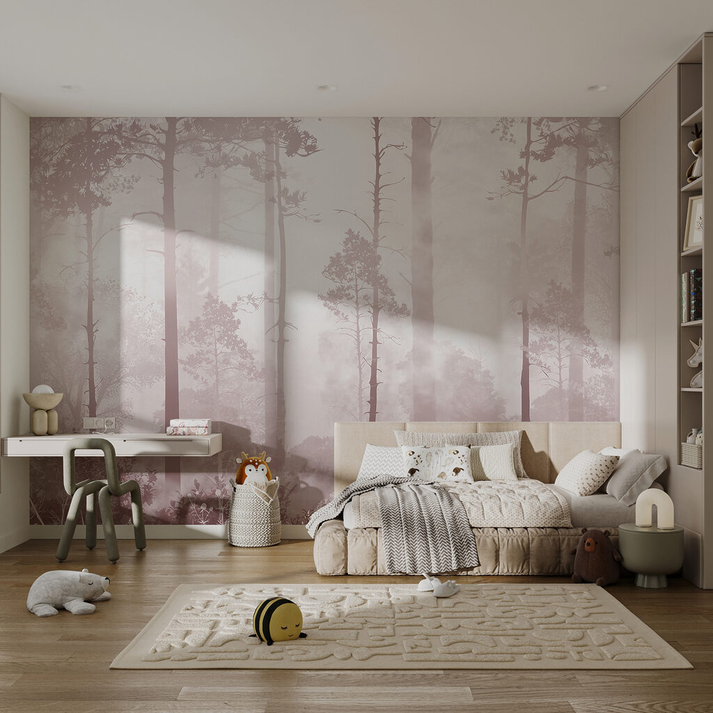 Luz entre troncos retos — interior 1