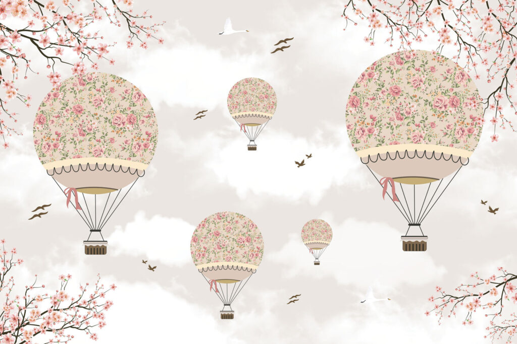 Balões com grinaldas — design completo