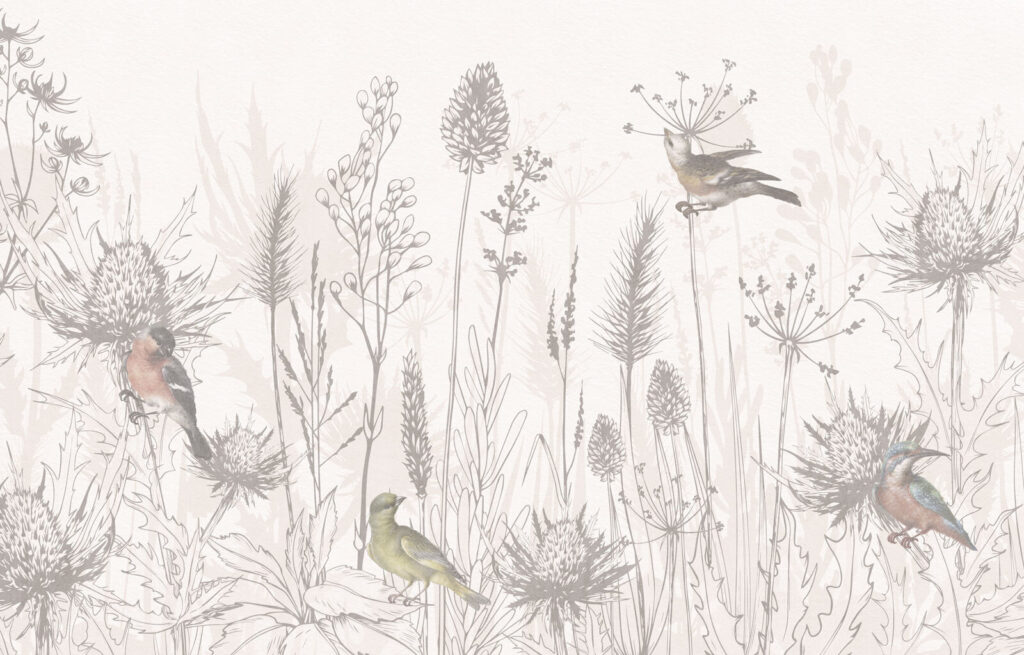 Aves entre prados — design completo
