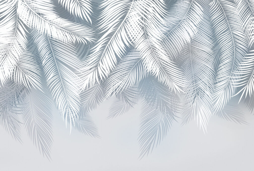 Palmas brancas em azul-gelo — design completo