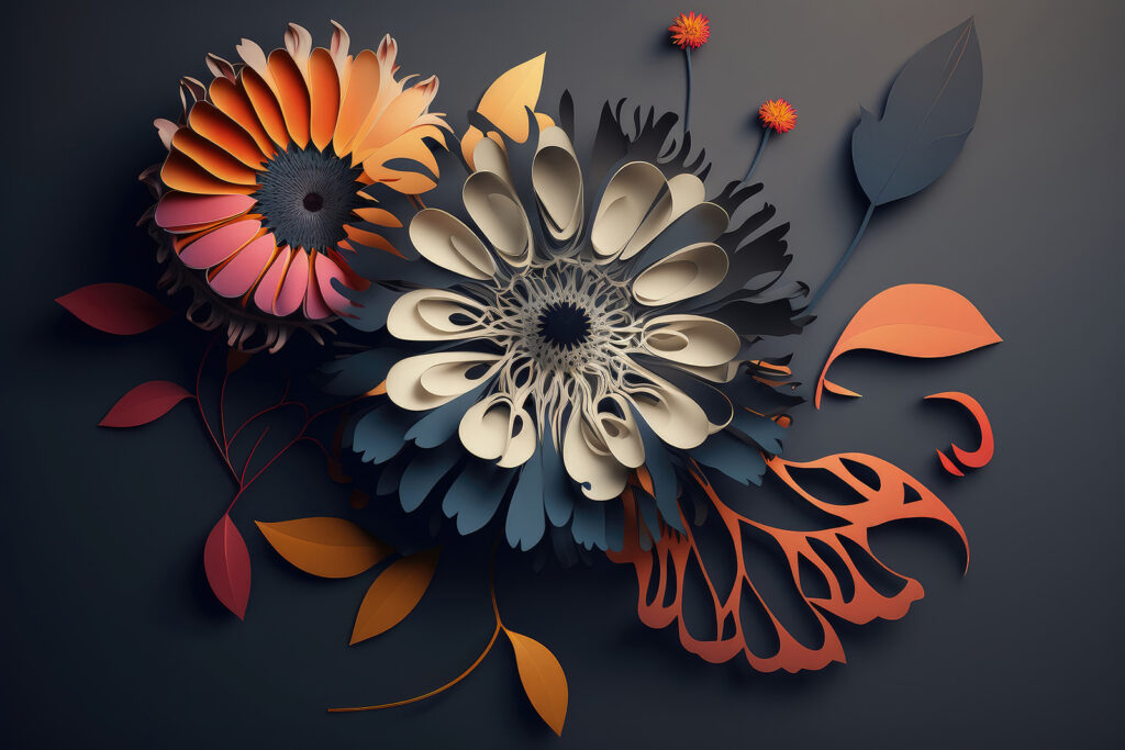 Flores laranja e douradas — design completo