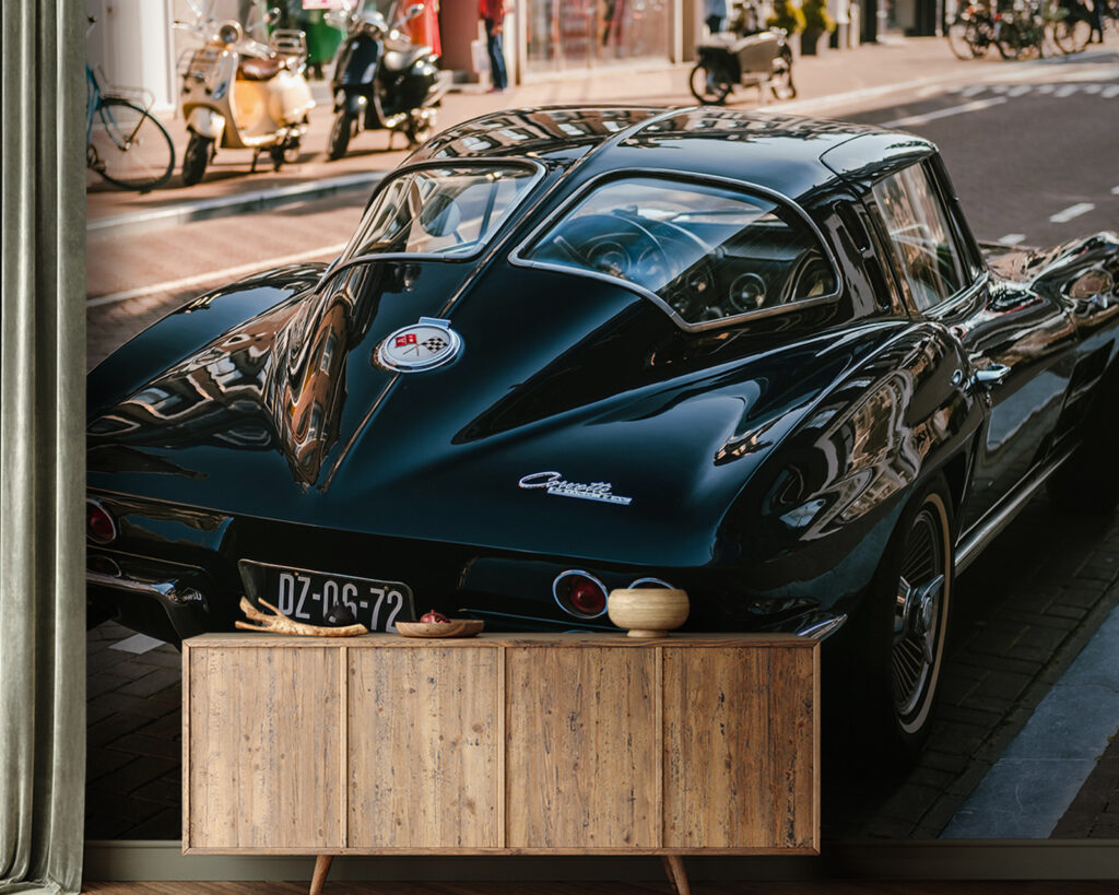 Carro clássico preto — interior 1
