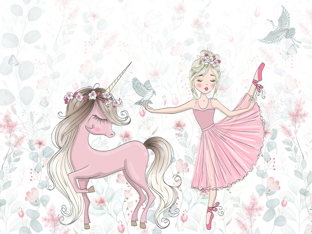Bailarina com unicórnio — design completo