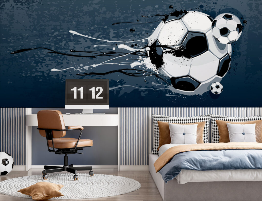 Futebol em azul num interior