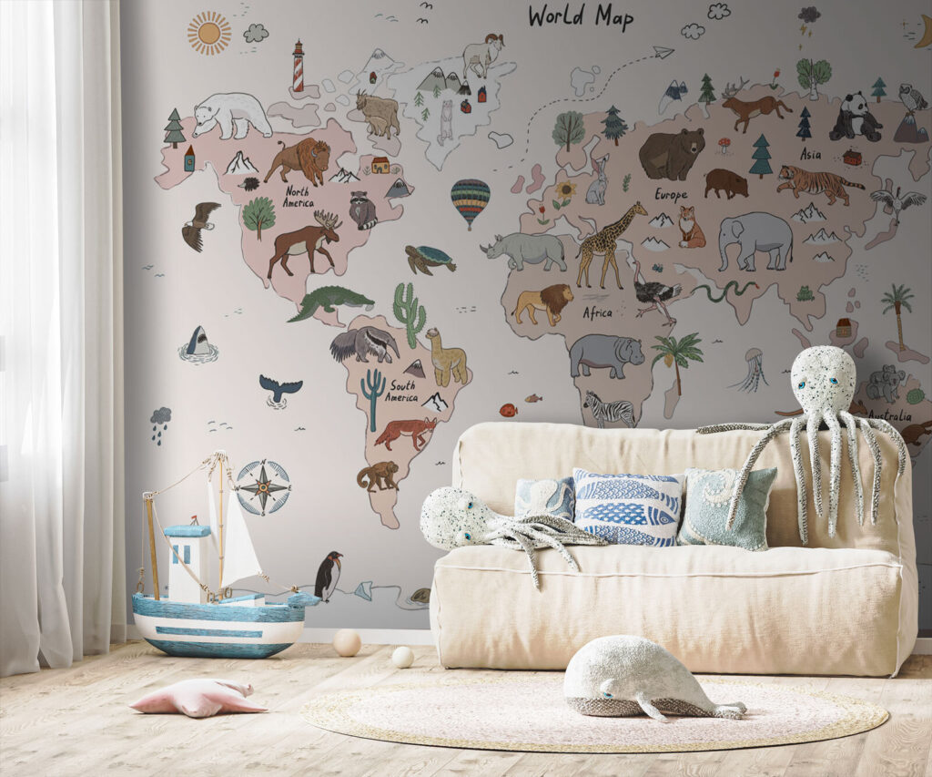 Mapa-múndi com animais — interior 1
