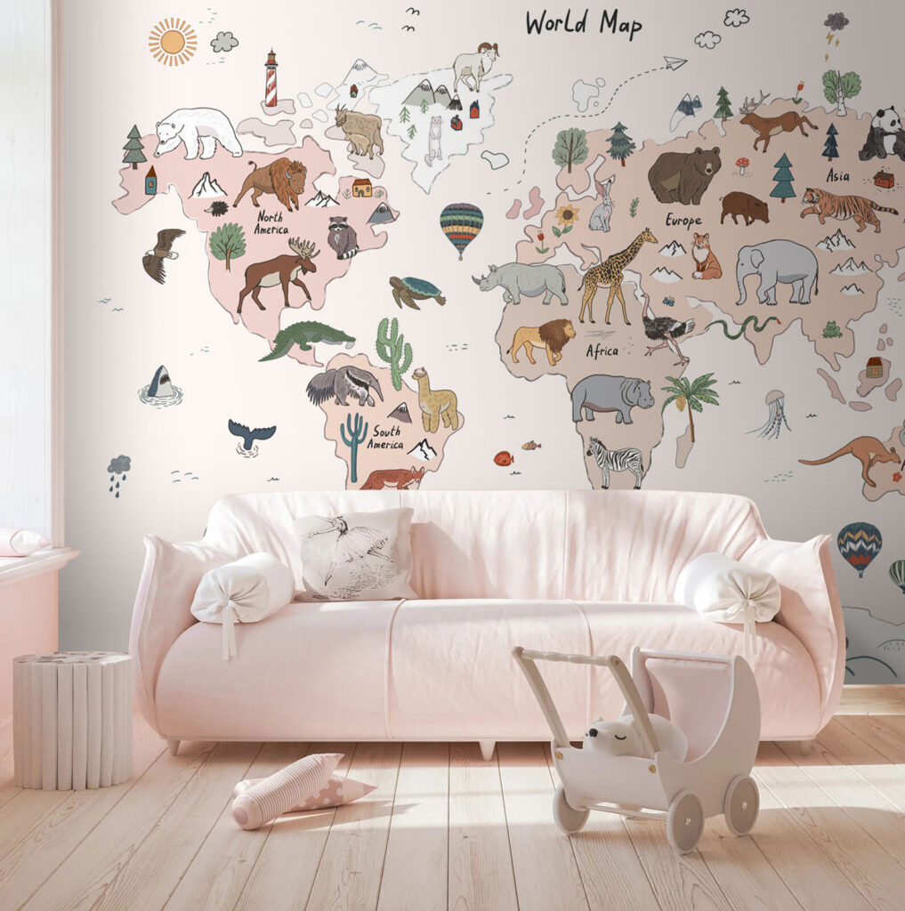 Mapa-múndi com animais — interior 2