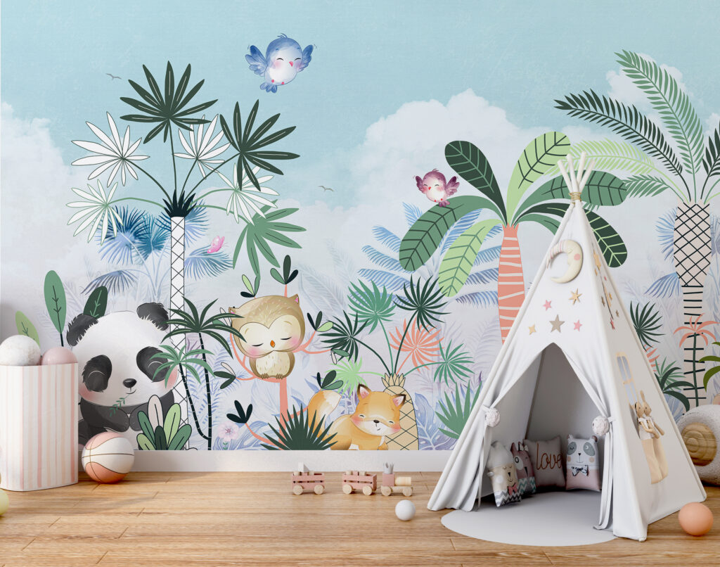 Animais entre palmeiras — interior 1