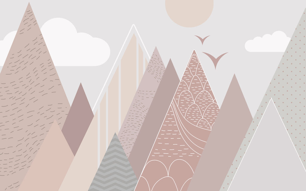 Montanhas geométricas cor-de-rosa — design completo