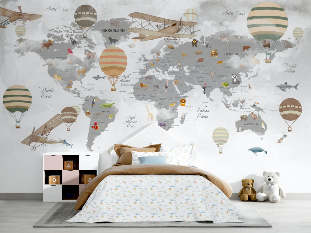 Mapa-múndi com balões — interior 2