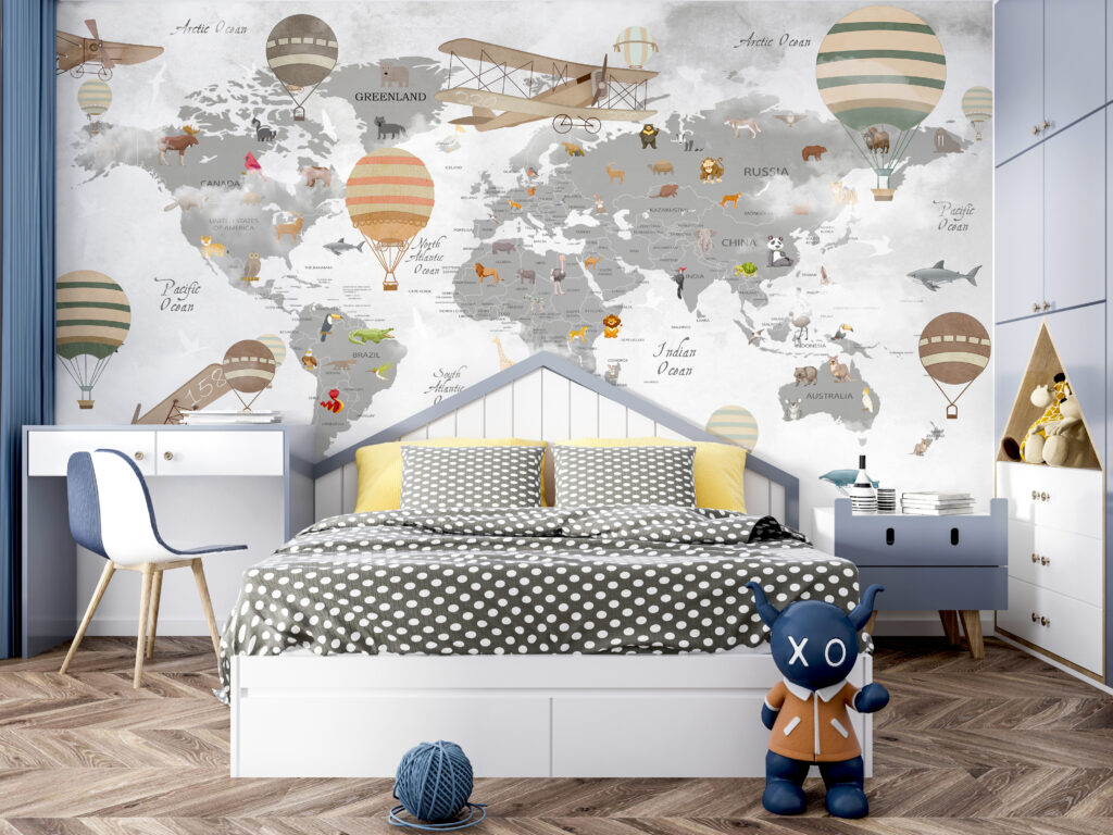 Mapa-múndi com balões — interior 3