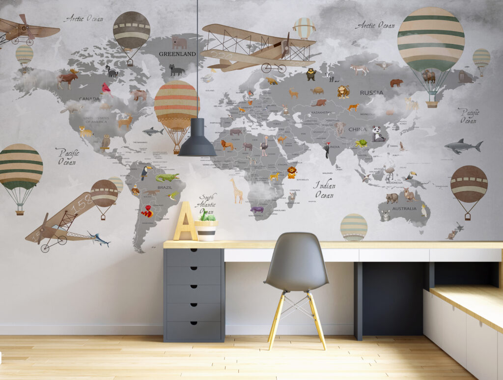 Mapa-múndi com balões — interior 4