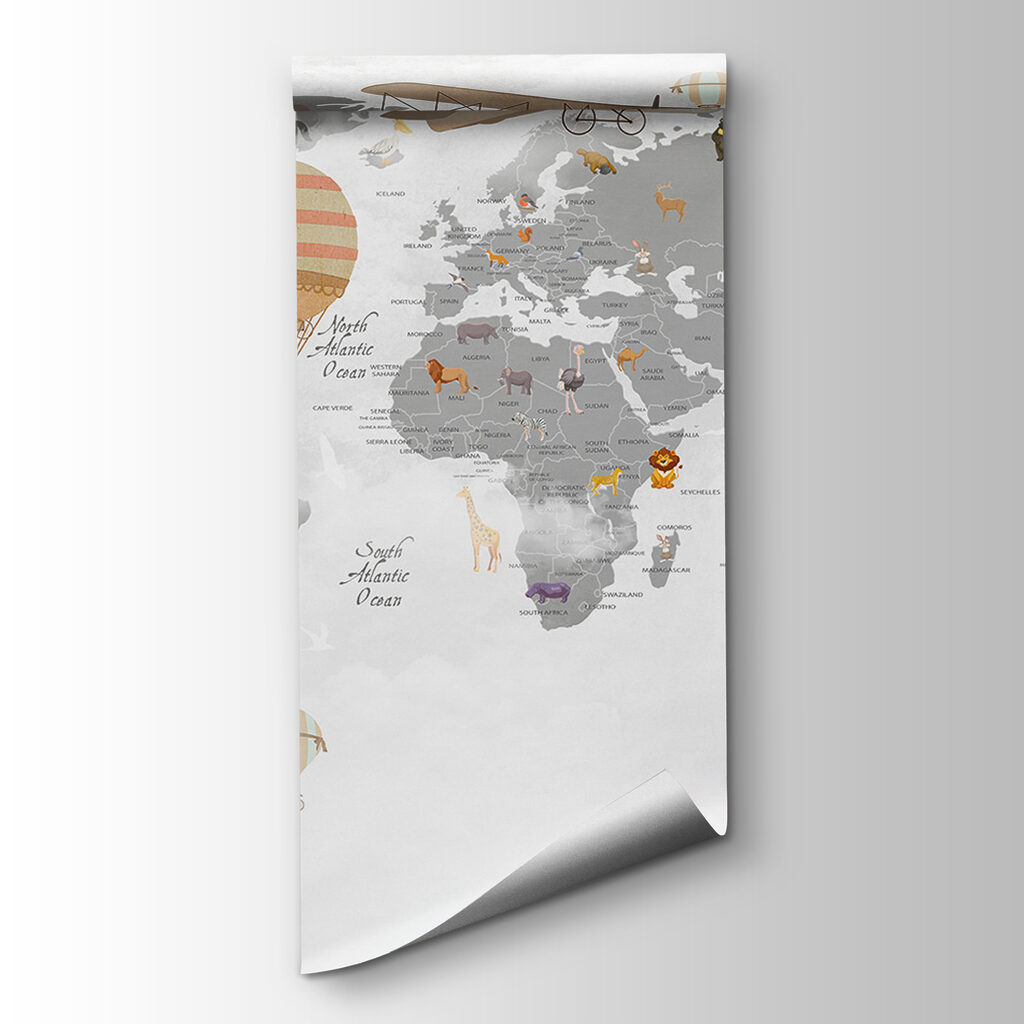 Mapa-múndi com balões — vista do produto