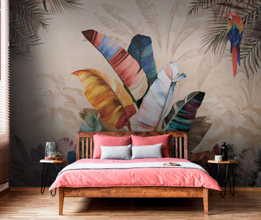 Ave rodeada de folhas — interior 1