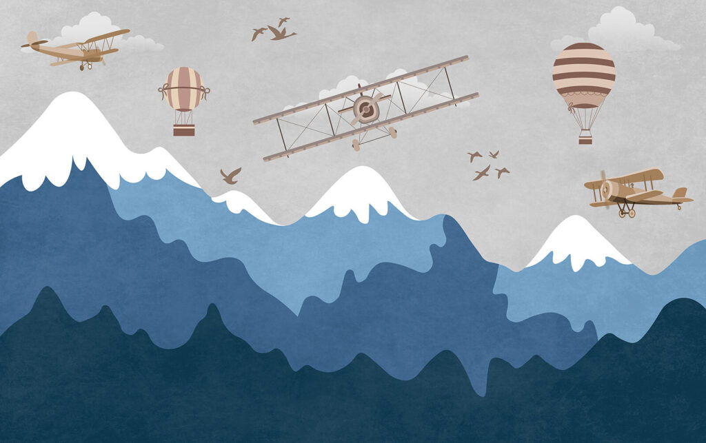 Aviões antigos sobre montanhas — design completo