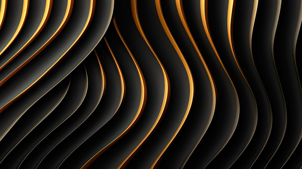 Ondas pretas e douradas — design completo