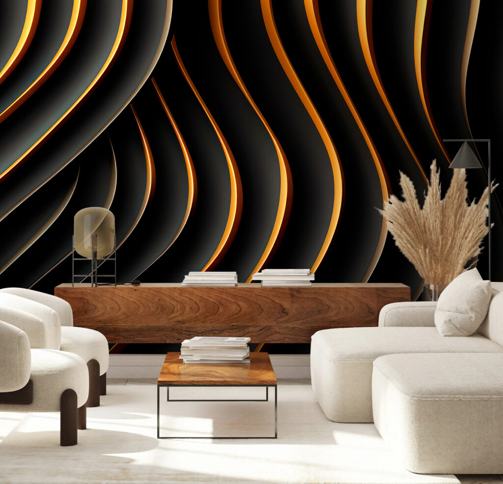 Ondas pretas e douradas — interior 1