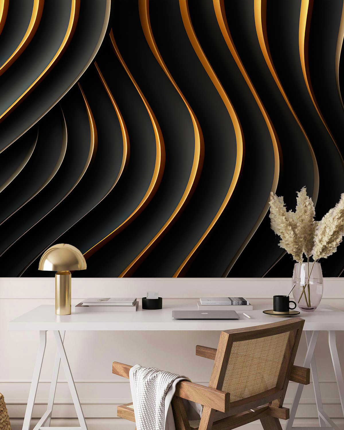 Ondas pretas e douradas — interior 4