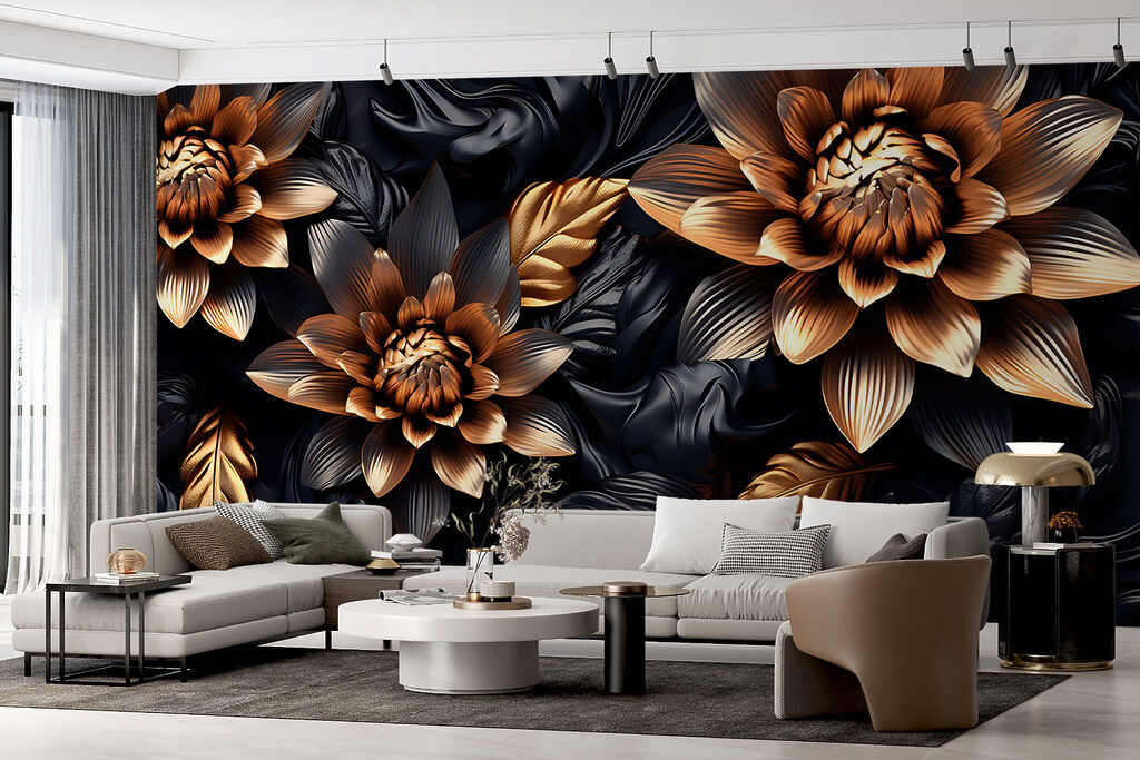 Flores douradas entre folhas — interior 6