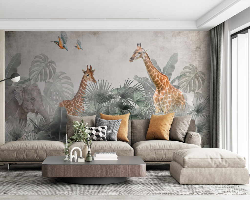 Girafas entre palmeiras — interior 2