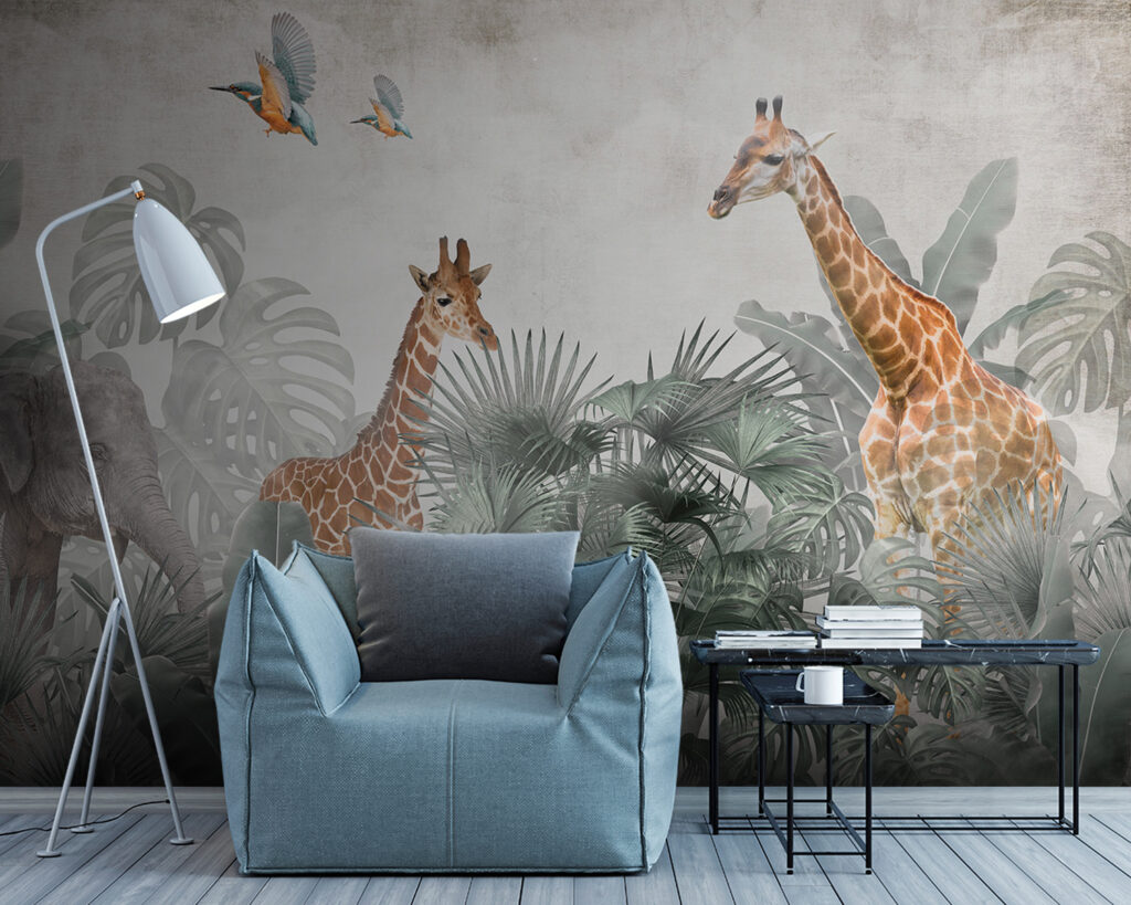 Girafas entre palmeiras — interior 1