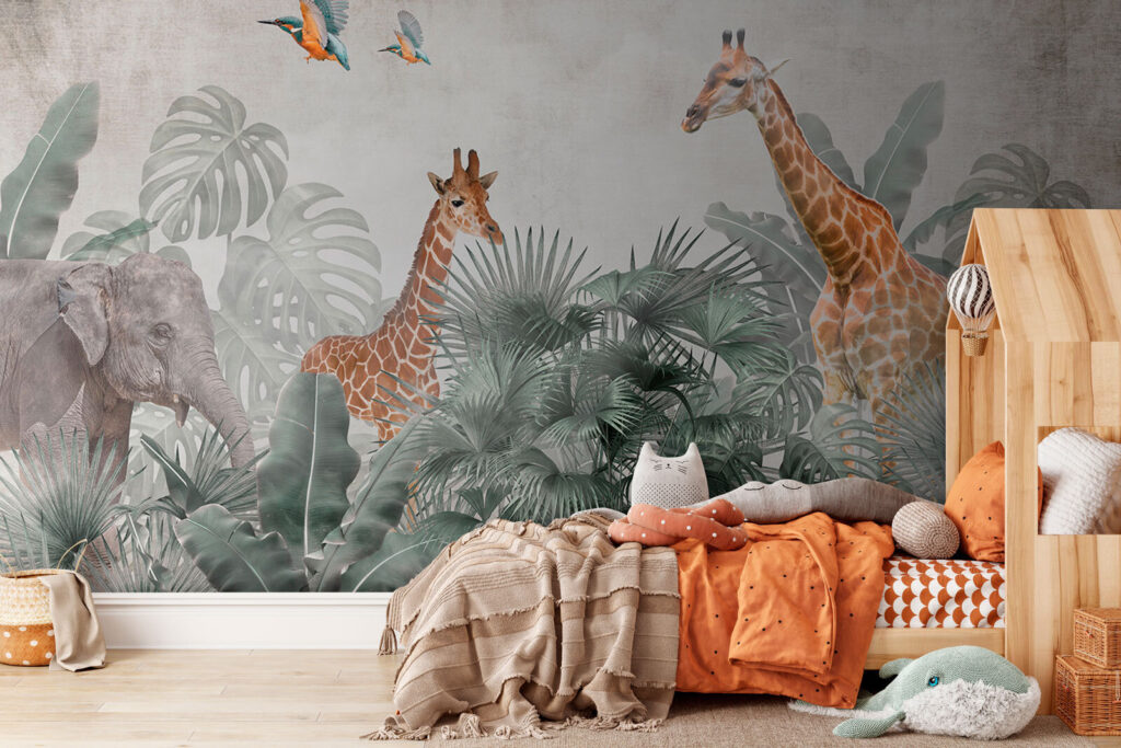 Girafas entre palmeiras — interior 3