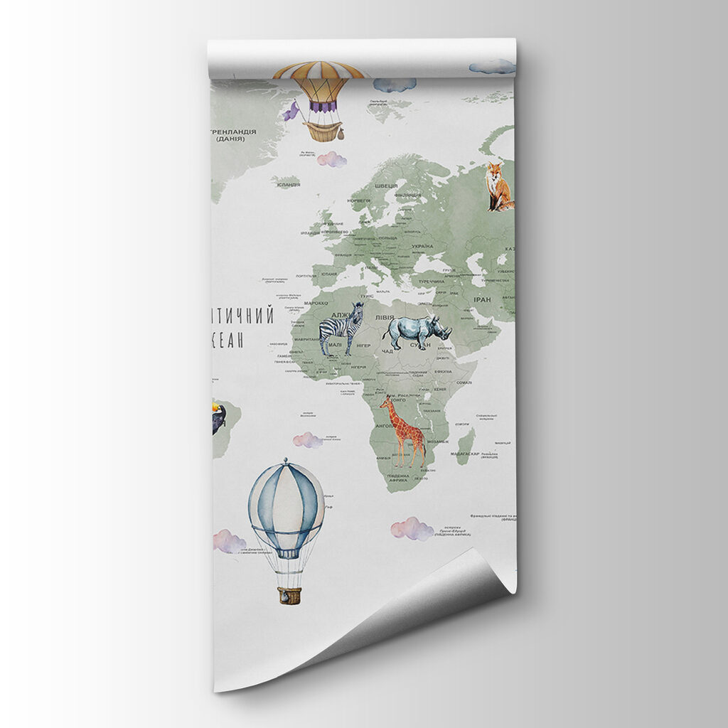 Balões sobre mapa-múndi — vista do produto