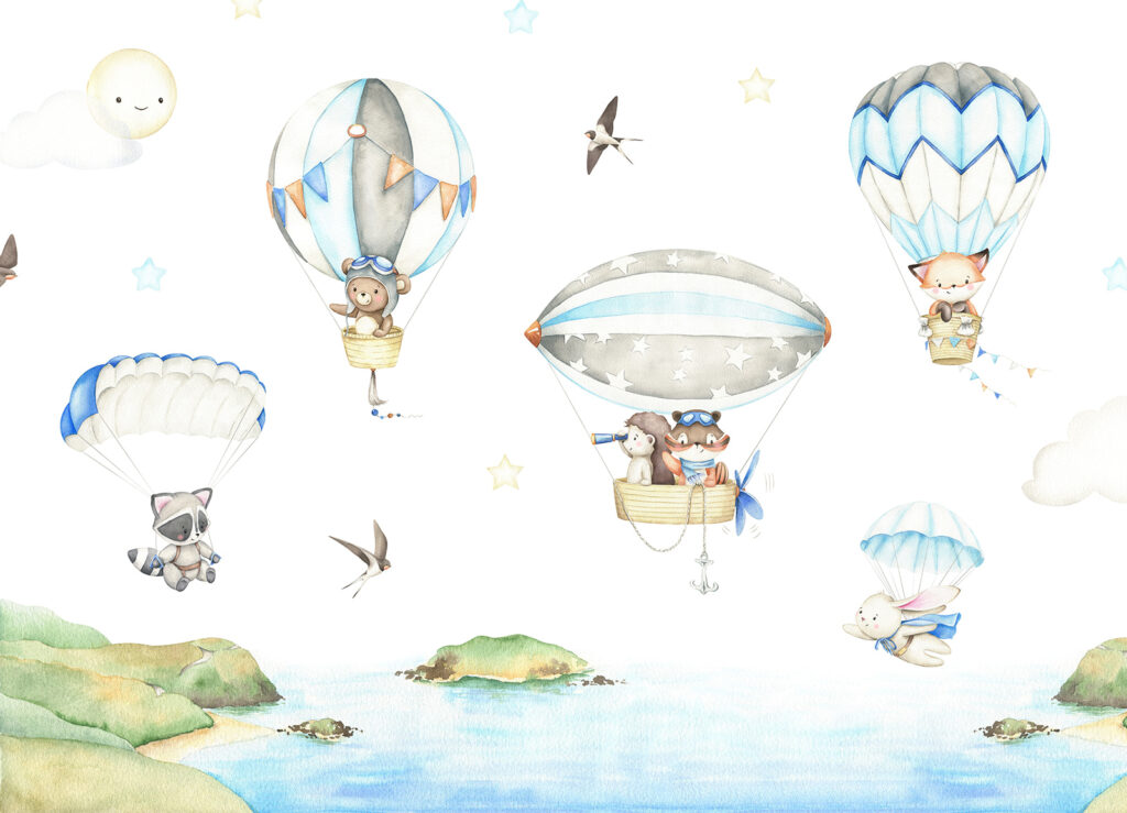 Animais sobre colinas — design completo