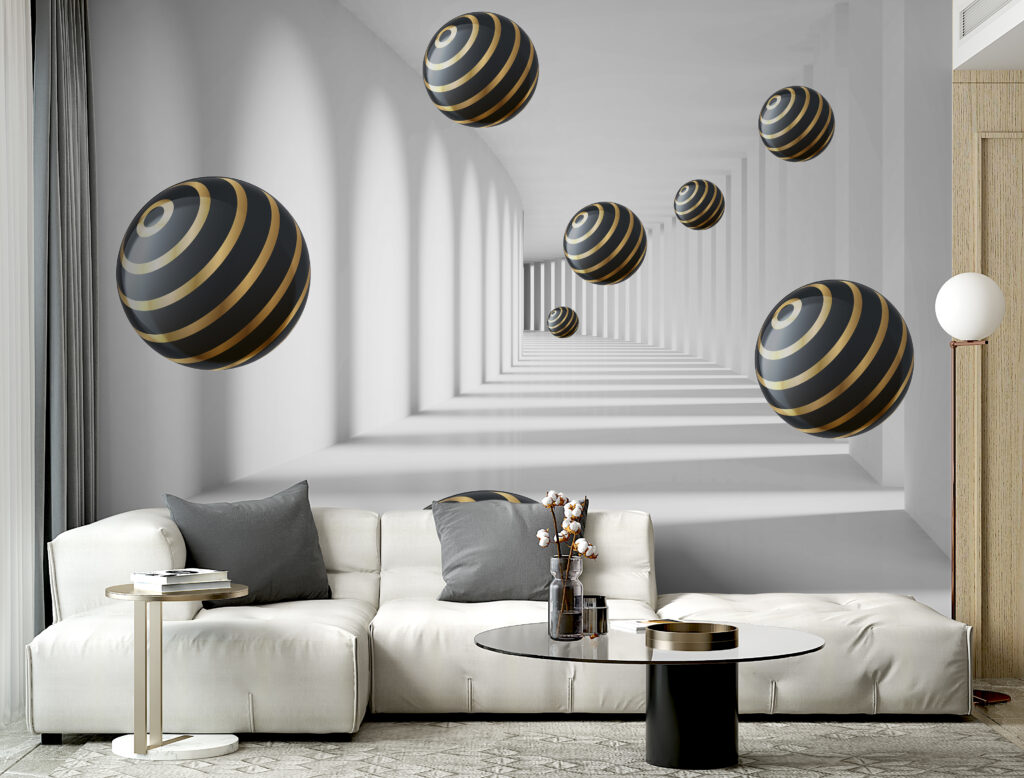 Esferas com anéis dourados — interior 5