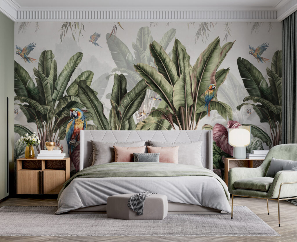 Papagaios em jardim tropical — interior 2