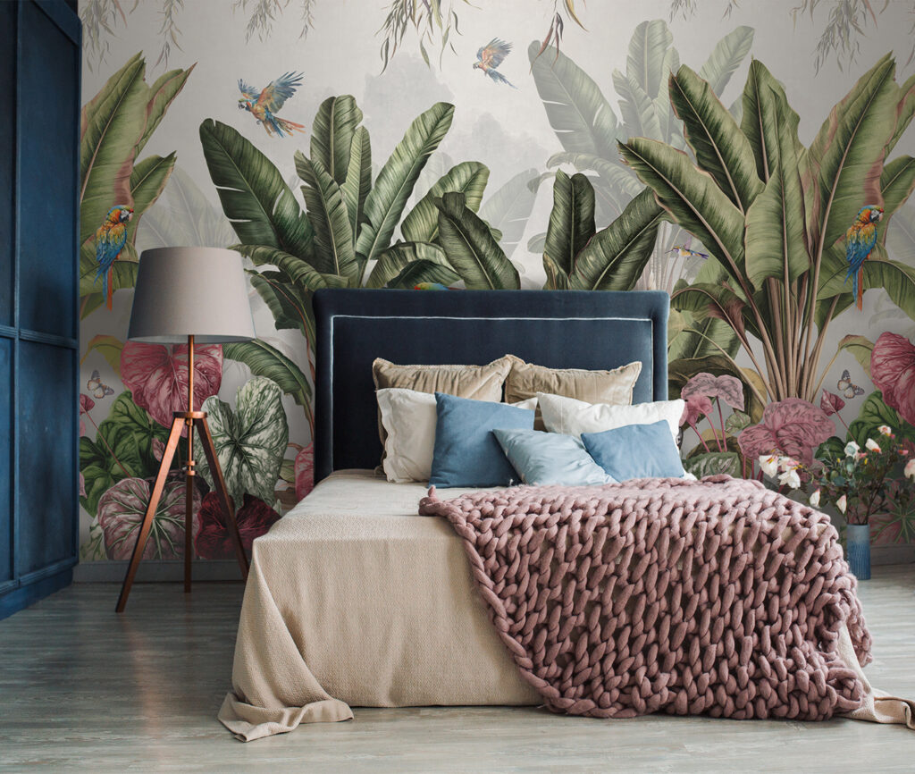 Papagaios em jardim tropical — interior 1